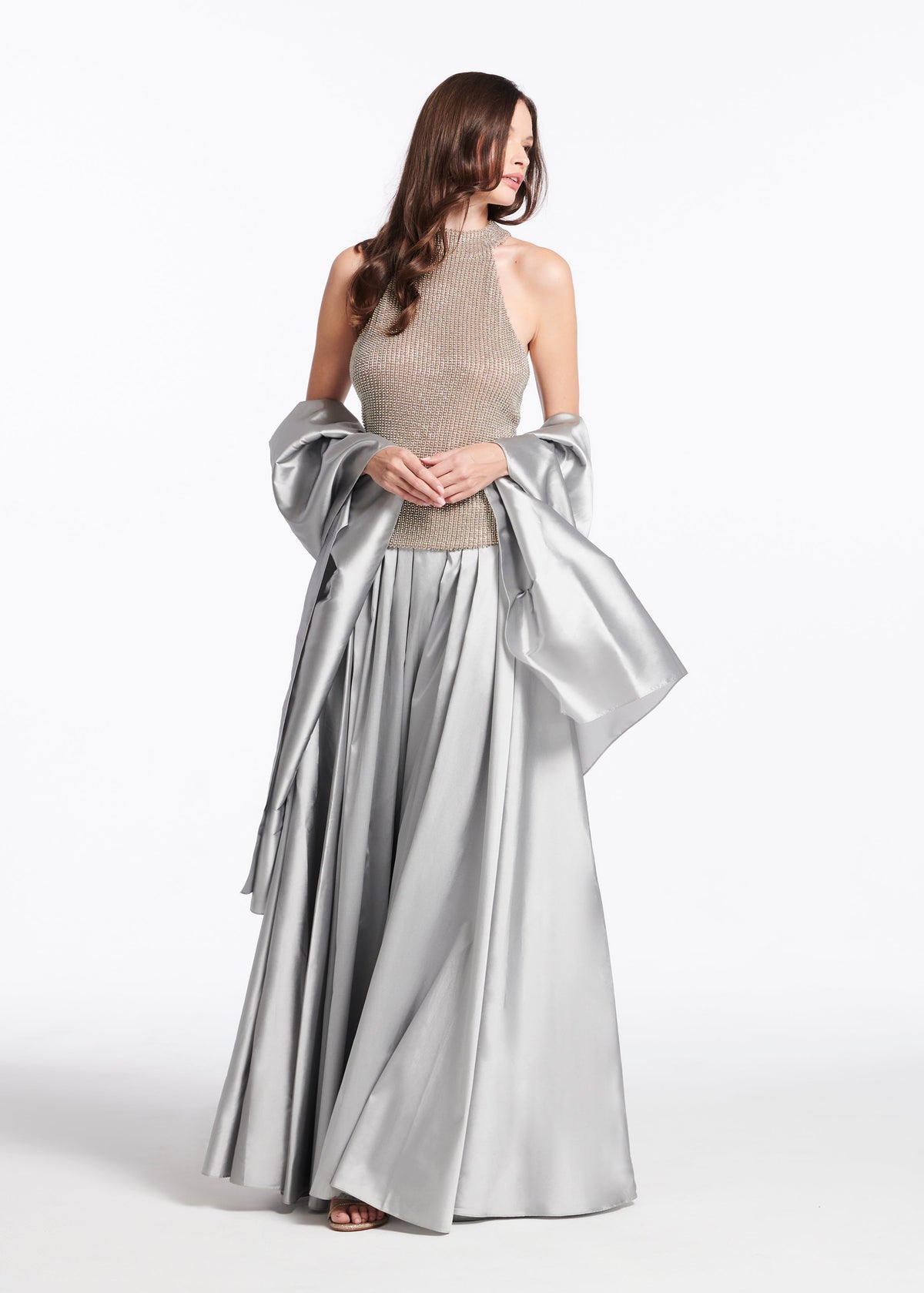 Soft Taffeta Ball Gown Skirt Silver