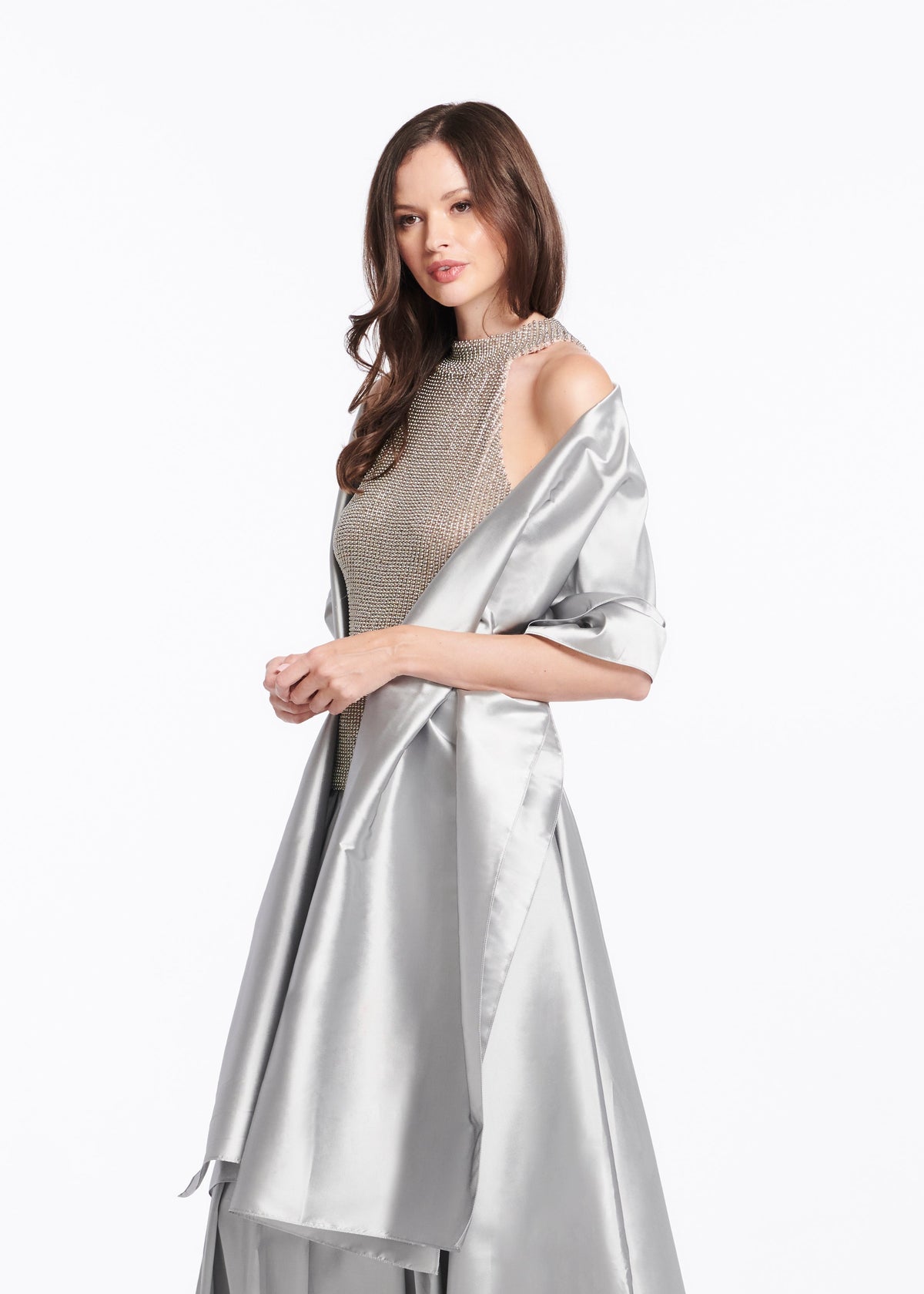 Soft Taffeta Ball Gown Skirt Silver