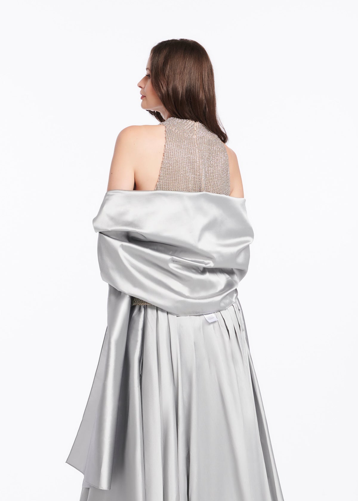 Soft Taffeta Ball Gown Skirt Silver