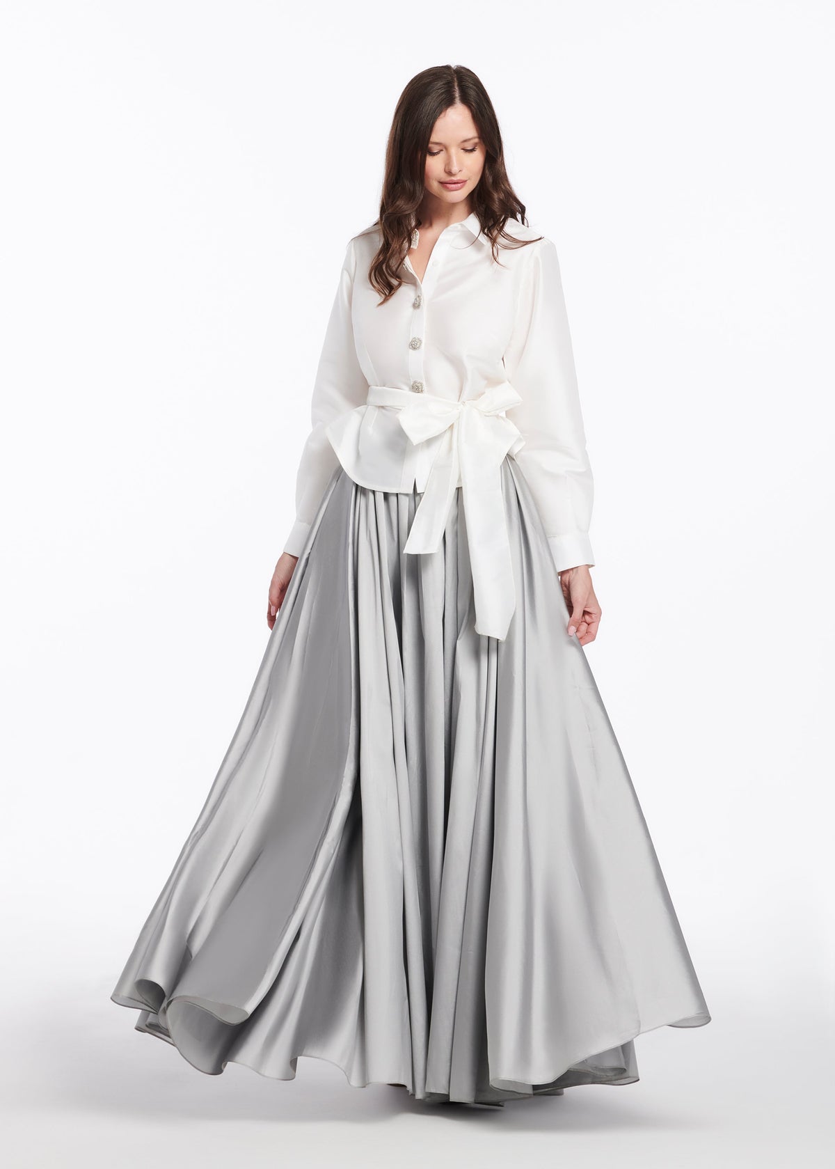 Soft Taffeta Ball Gown Skirt Silver