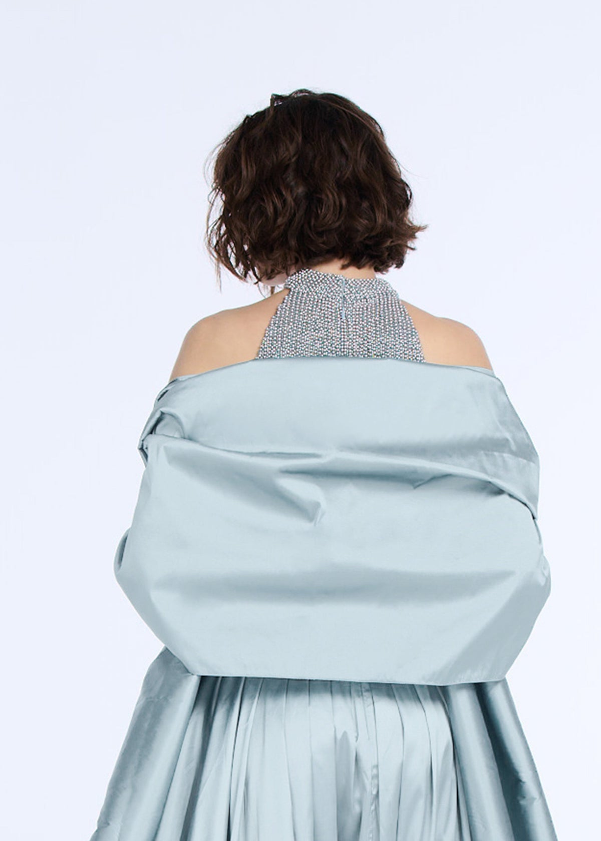 Taffeta Bias Long Skirt Light Blue