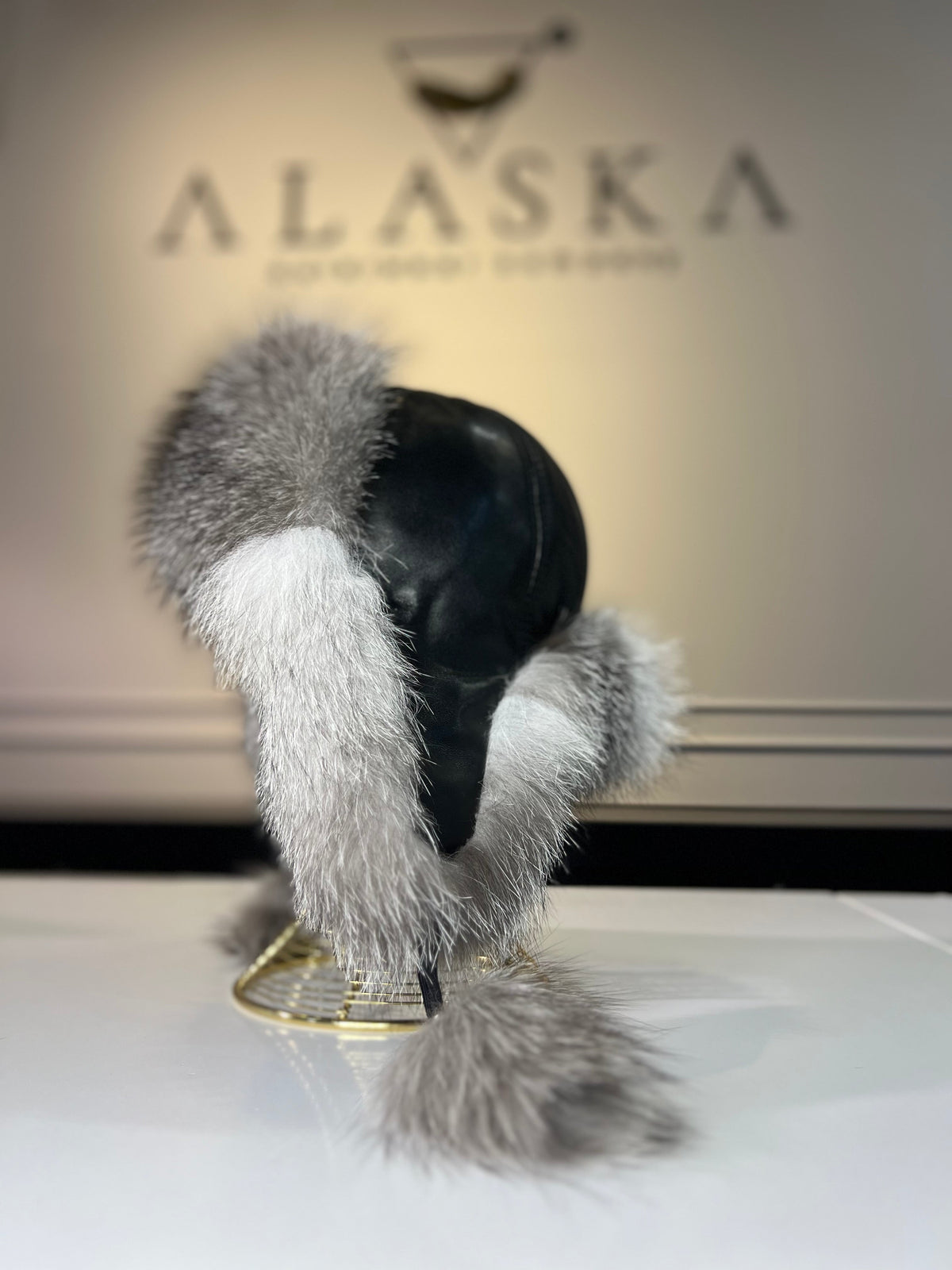 Genuine Silver Fox Fur Genuine Leather Hat