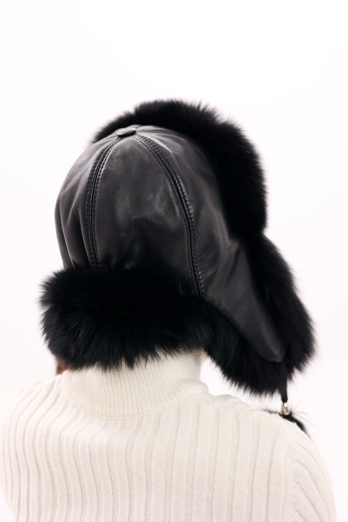 Genuine Polar Fox Fur Genuine Leather Hat