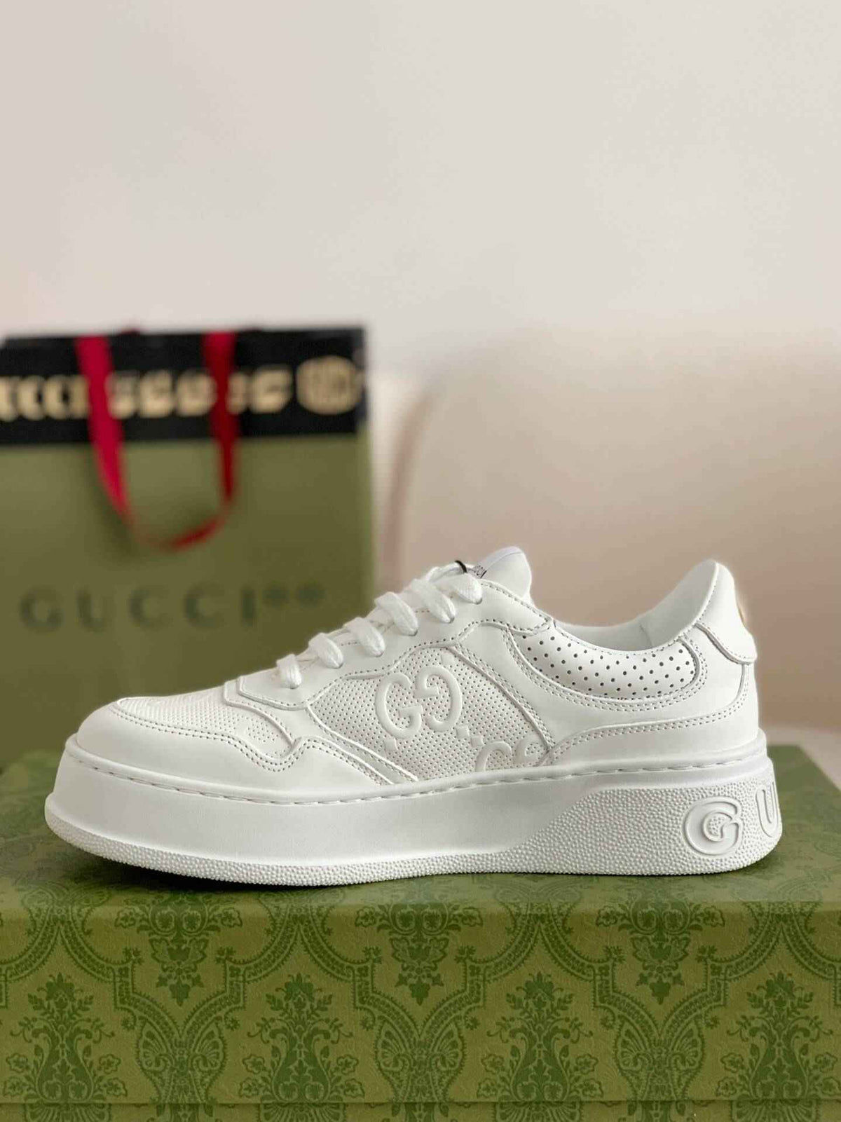 Gucci Mac80 Sneaker – White Perforated Leather with Interlocking G
