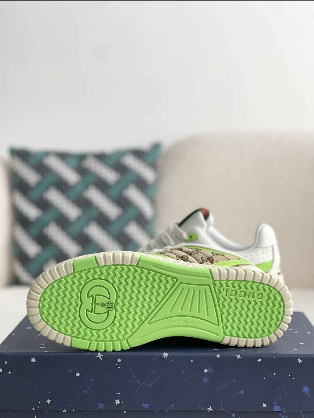 Gucci Mac80 Sneaker – White, Neon Green & GG Supreme Canvas