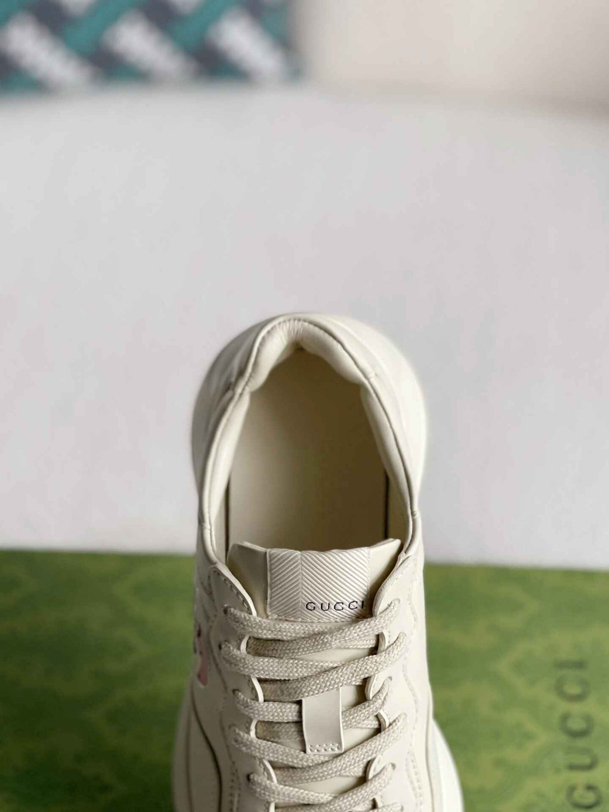 Gucci Rhyton Sneaker – Ivory Leather with Pink Interlocking G CUSTOM