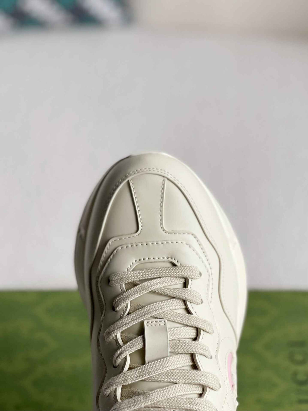 Gucci Rhyton Sneaker – Ivory Leather with Pink Interlocking G CUSTOM