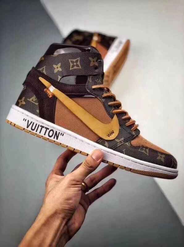 Custom Air Jordan 1 x LV Logo SneakerNational