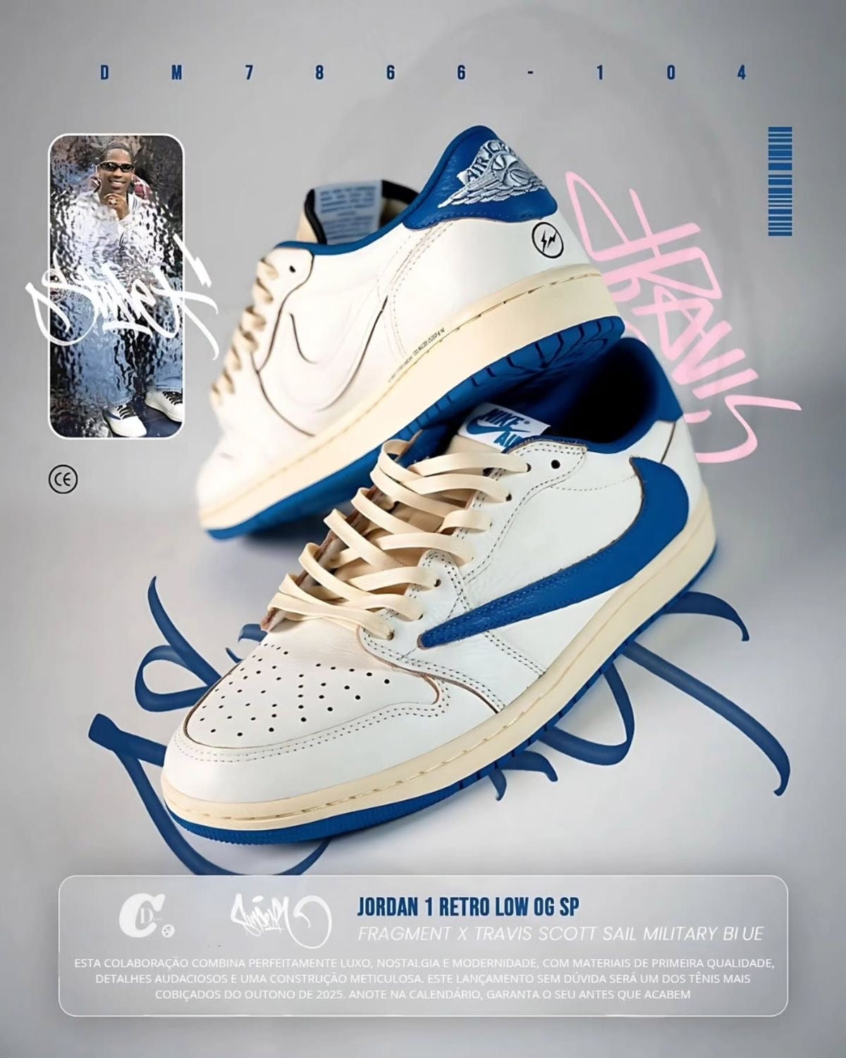Custom Air Jordan 1 x Travis Scott x Fragment Design DM7866-104 - Luxuryurbanwear