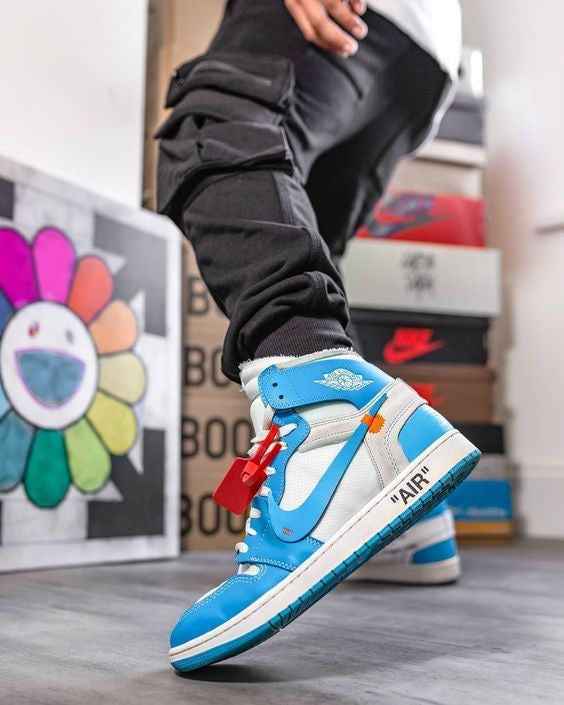 Custom Air Jordan 1 Retro High OG 'UNC' University Blue x OFF-W SneakerNational