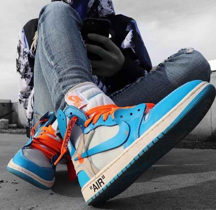 Custom Air Jordan 1 OFF-White Blue Sneakers for Unique Style SneakerNational