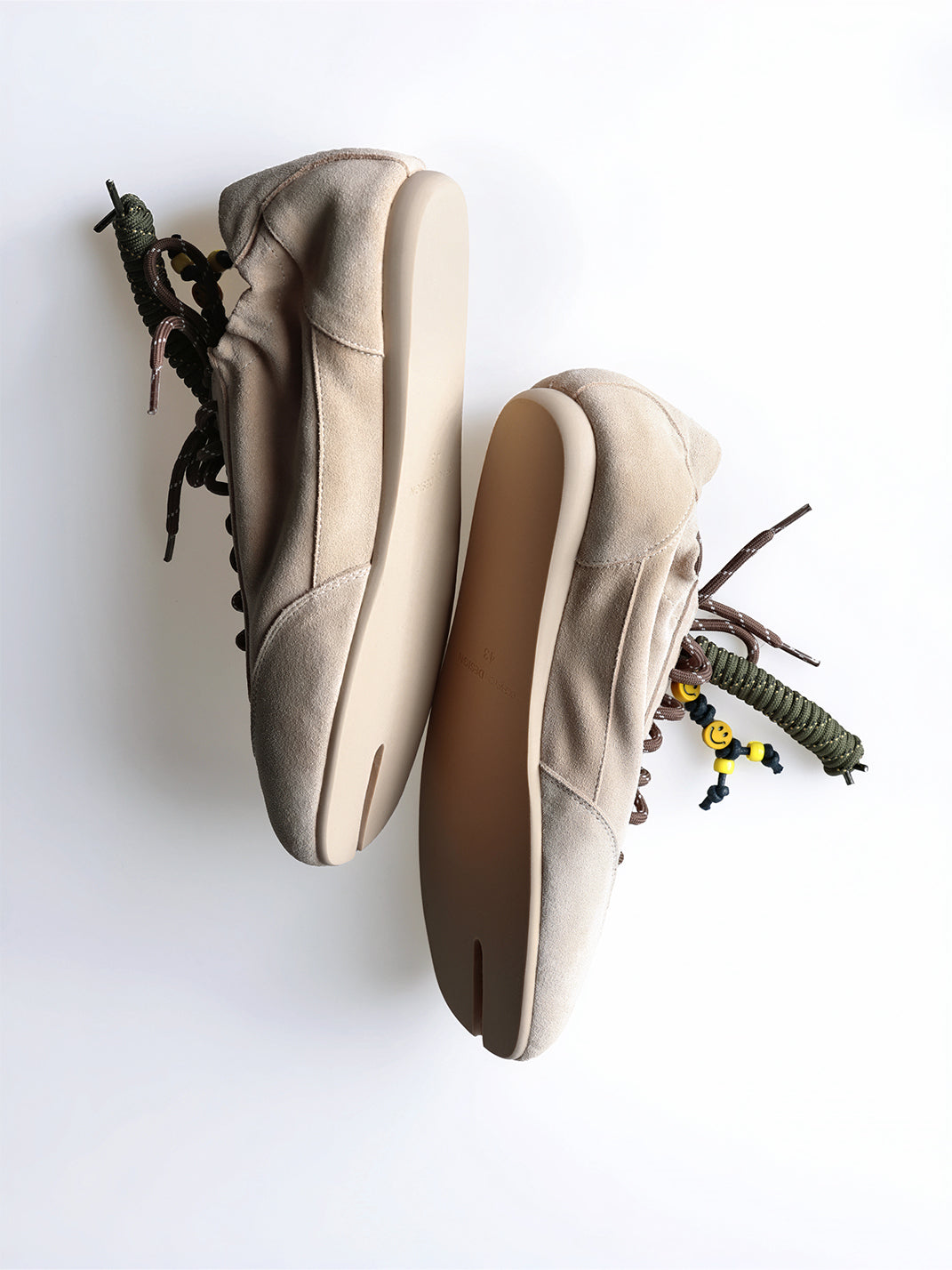 Khaki Suede Thin-Sole Tabi Sneakers - Skipkicks