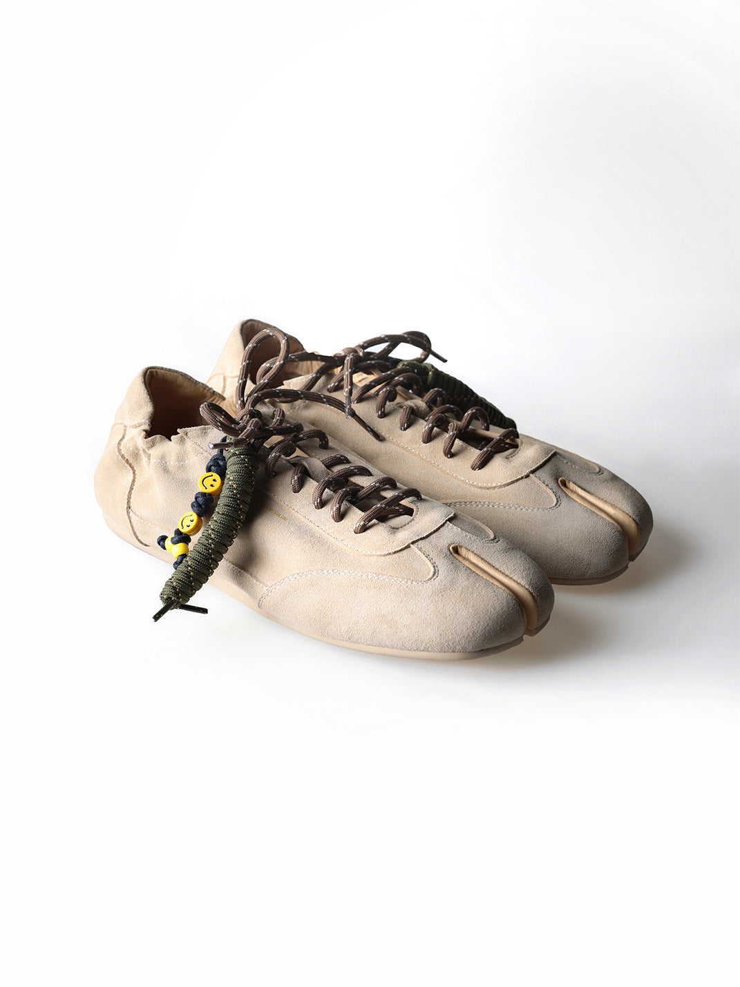Khaki Suede Thin-Sole Tabi Sneakers - Skipkicks