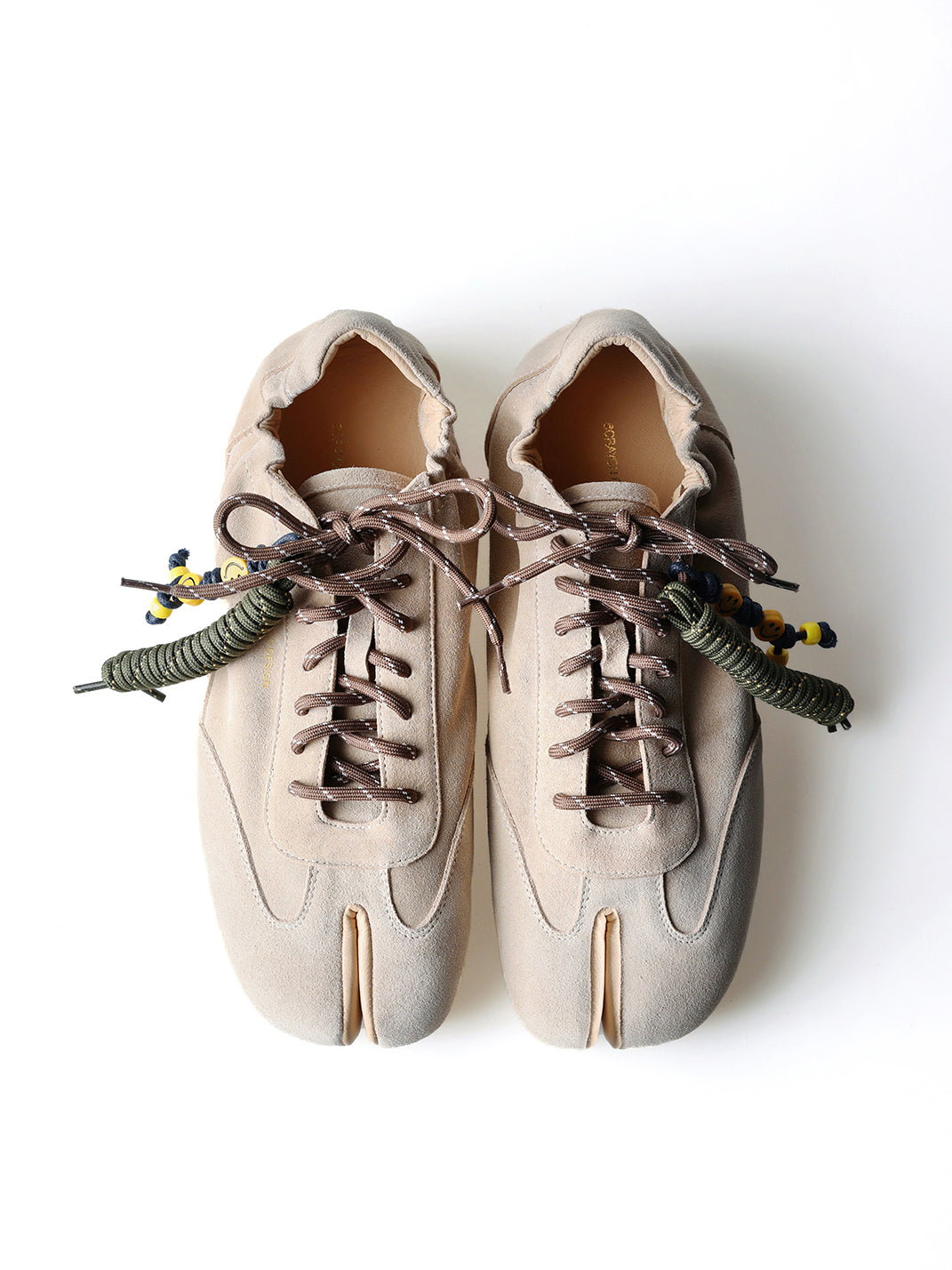 Khaki Suede Thin-Sole Tabi Sneakers - Skipkicks