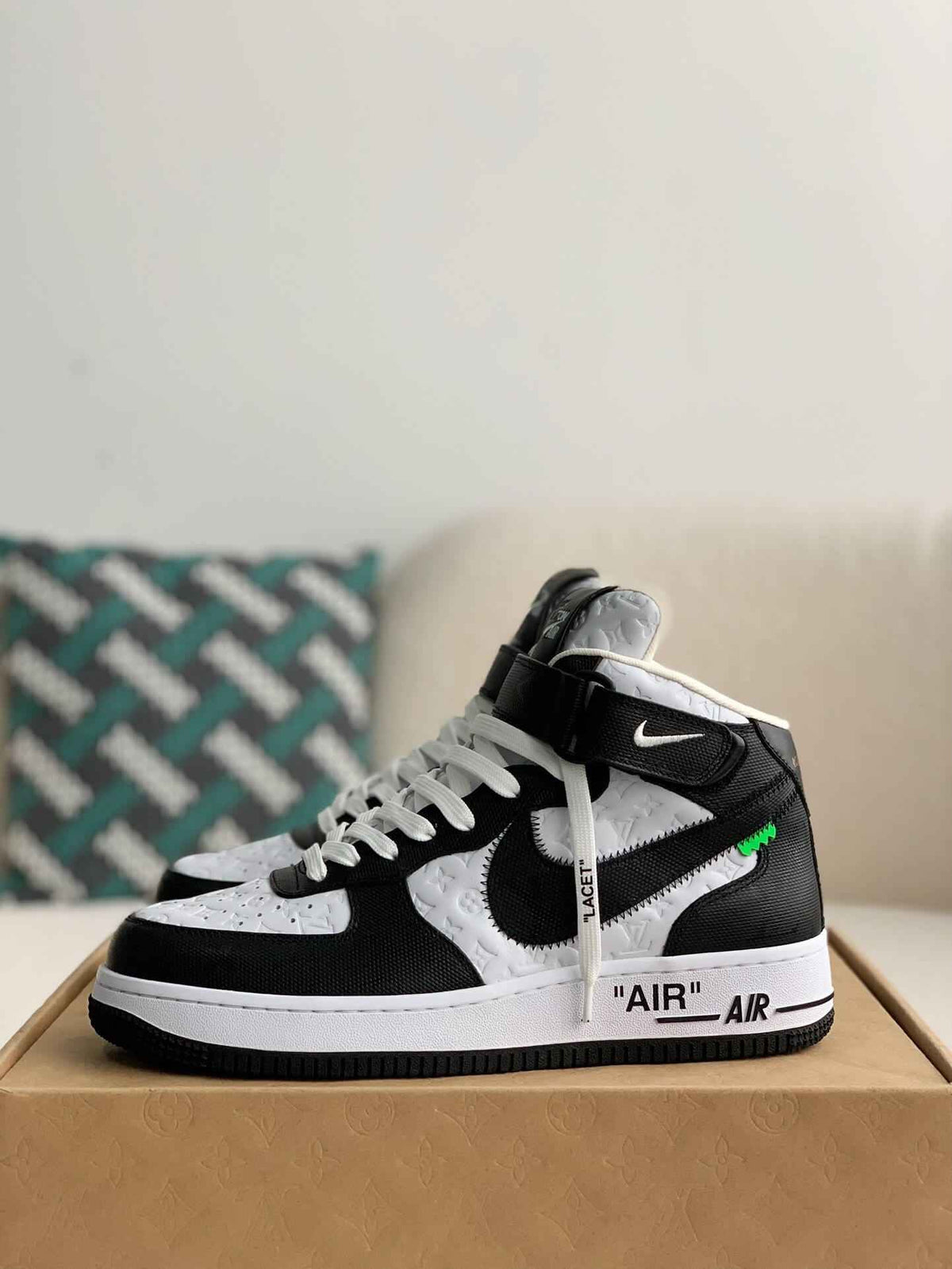 Custom Air Force 1 Mid – White & Black Monogram Leather