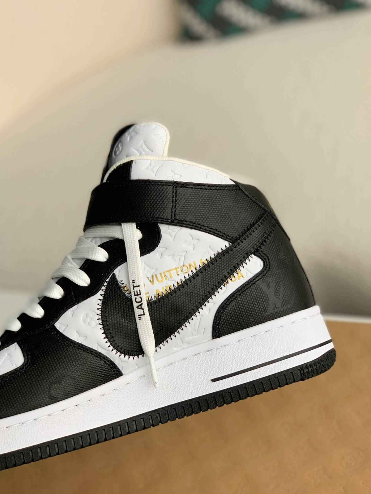 Custom Air Force 1 Mid – White & Black Monogram Leather