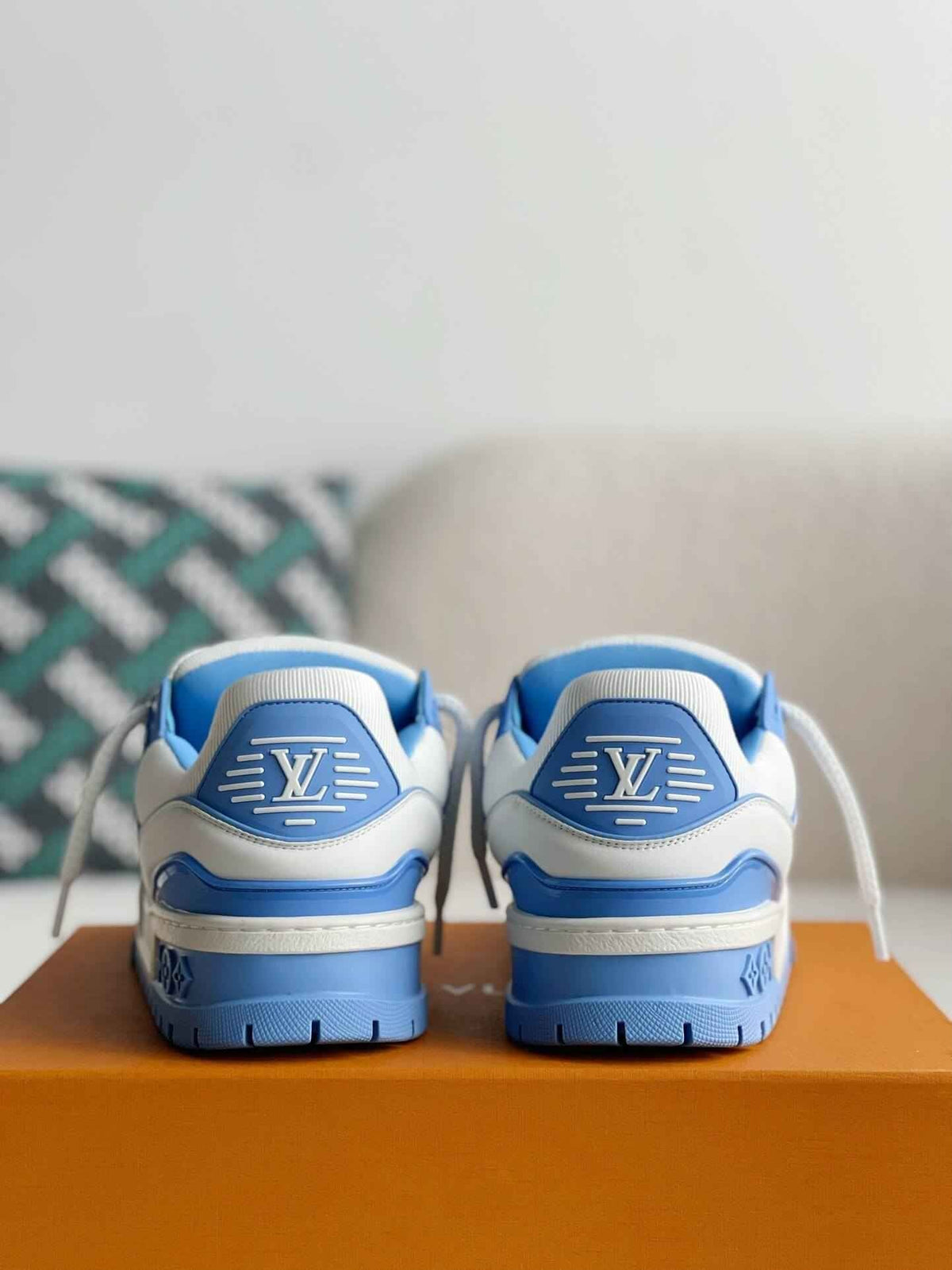 Louis Vuitton LV Maxi Trainer – White & Light Blue Calf Leather