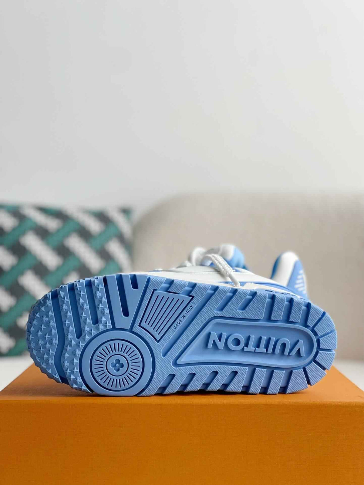 Louis Vuitton LV Maxi Trainer – White & Light Blue Calf Leather