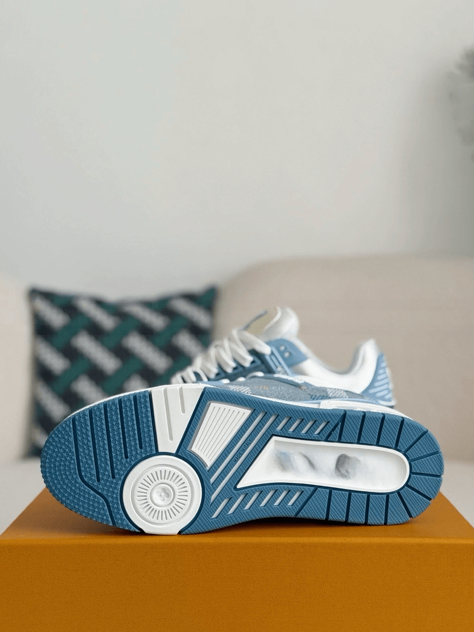 Louis Vuitton LV Trainer Denim Blue Multicolor Demier Sneaker CUSTOM