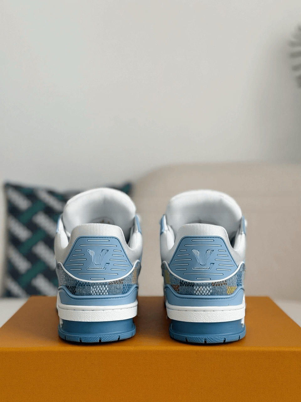Louis Vuitton LV Trainer Denim Blue Multicolor Demier Sneaker CUSTOM