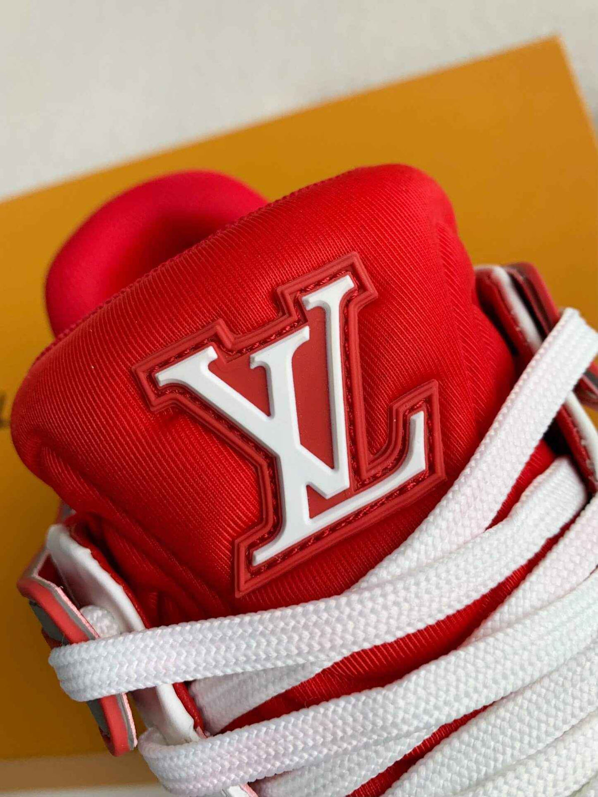 Monogram Trainer #54  White Red Gray Padded Sneaker