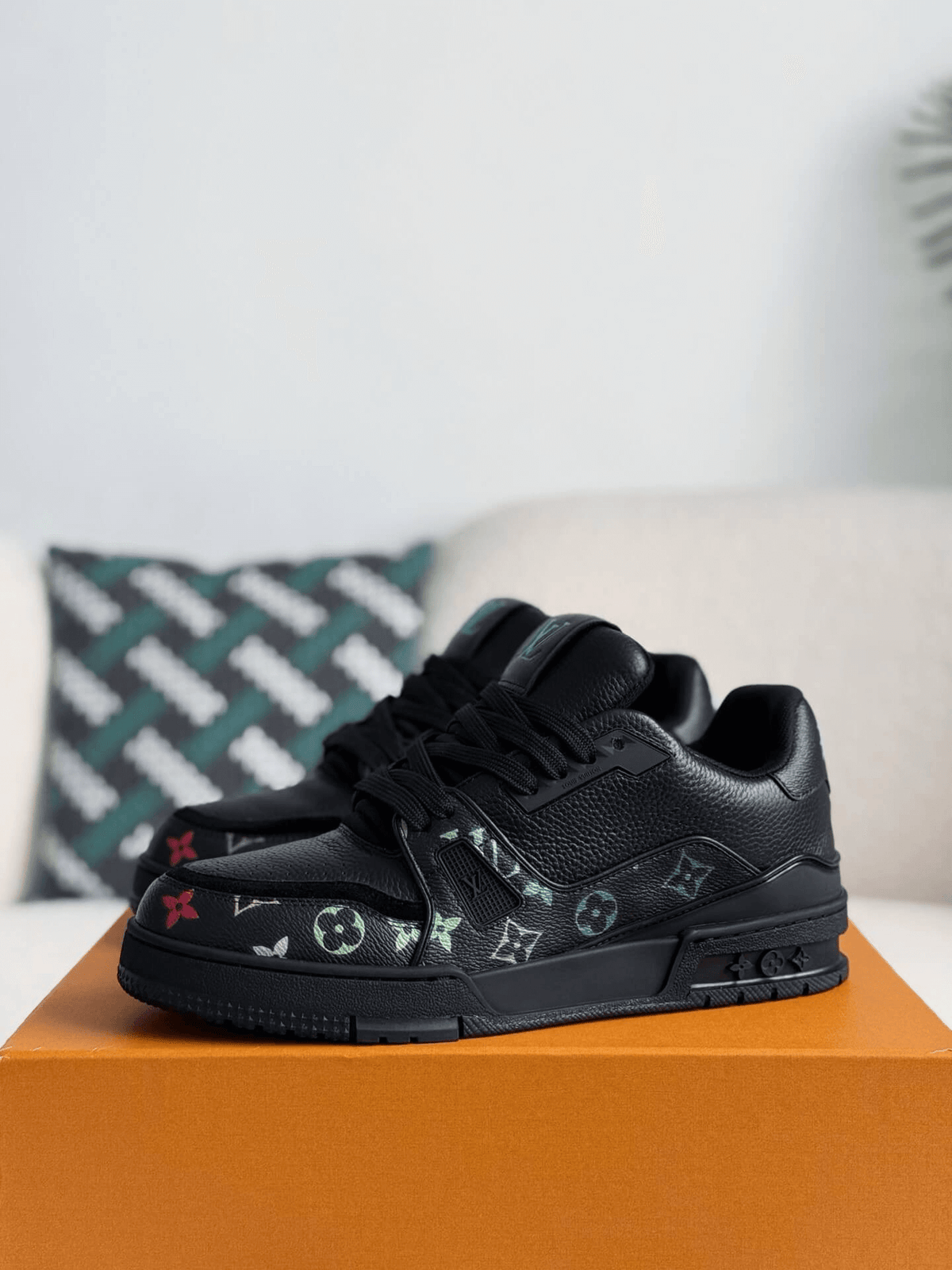 Louis Vuitton LV Trainer #54 Black Multicolor Monogram Sneaker CUSTOM
