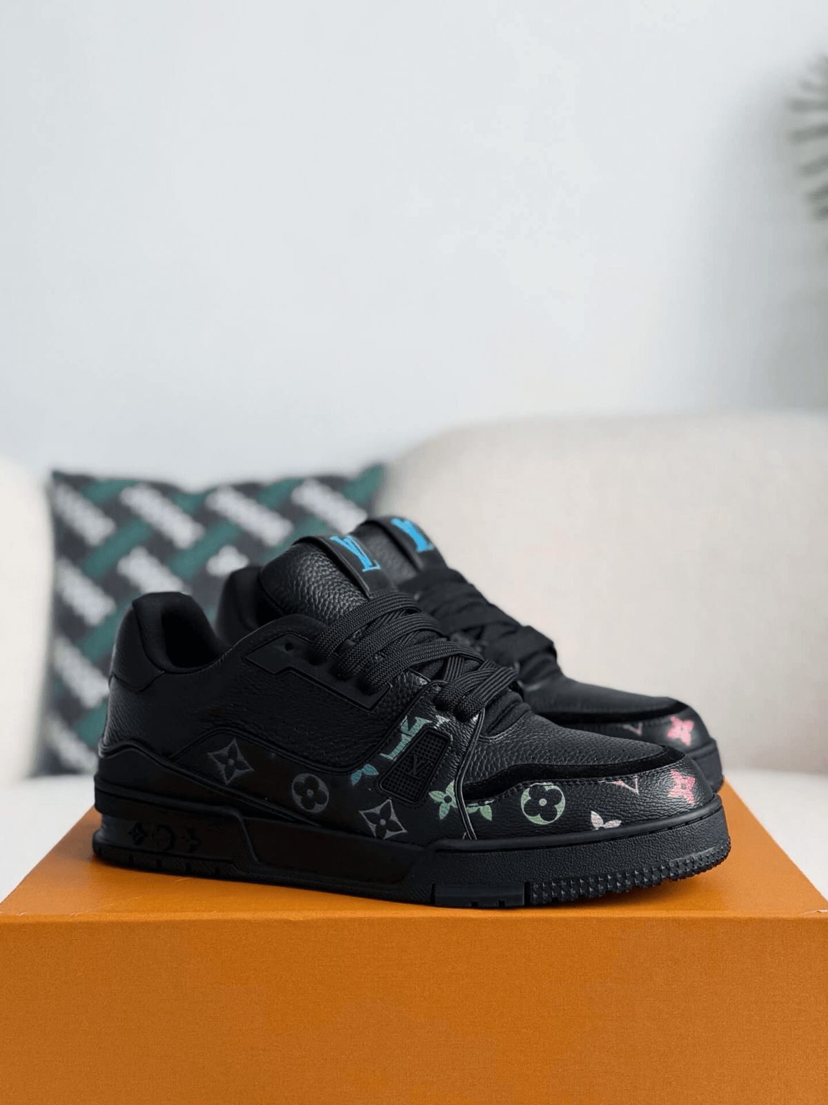 Louis Vuitton LV Trainer #54 Black Multicolor Monogram Sneaker CUSTOM