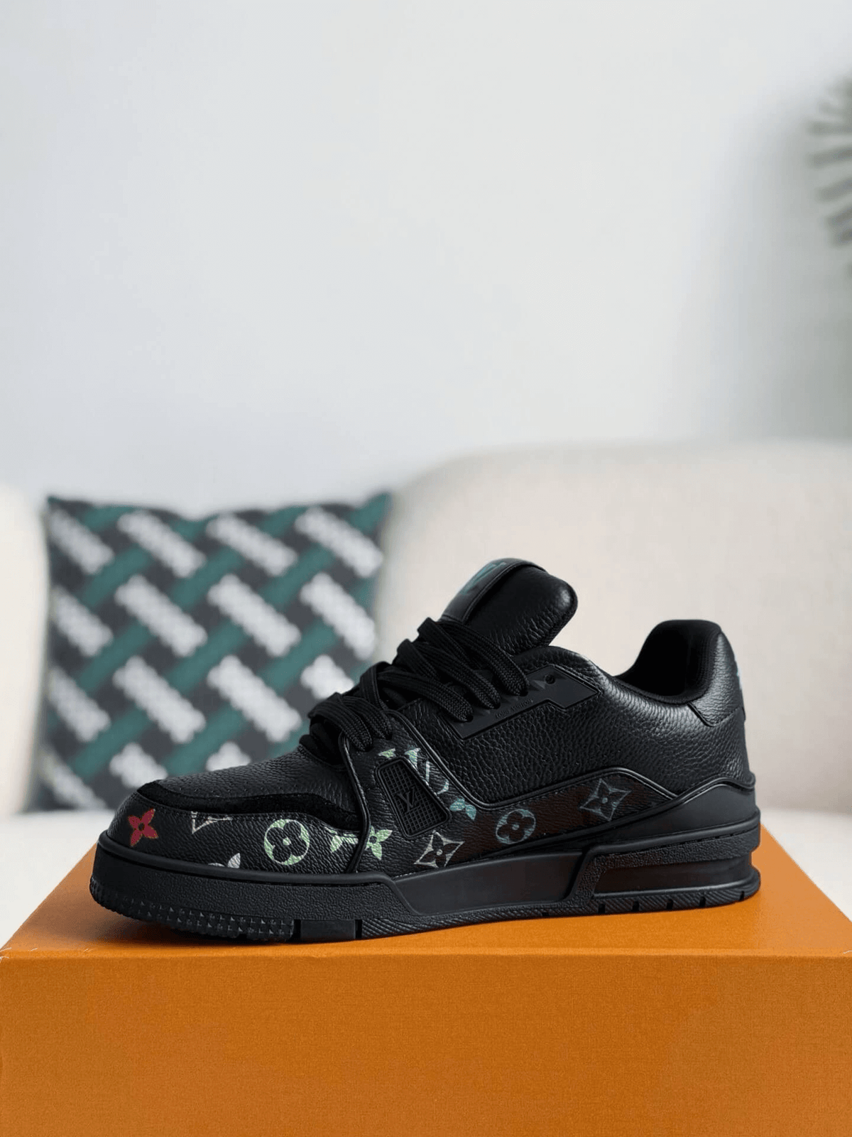 Louis Vuitton LV Trainer #54 Black Multicolor Monogram Sneaker CUSTOM