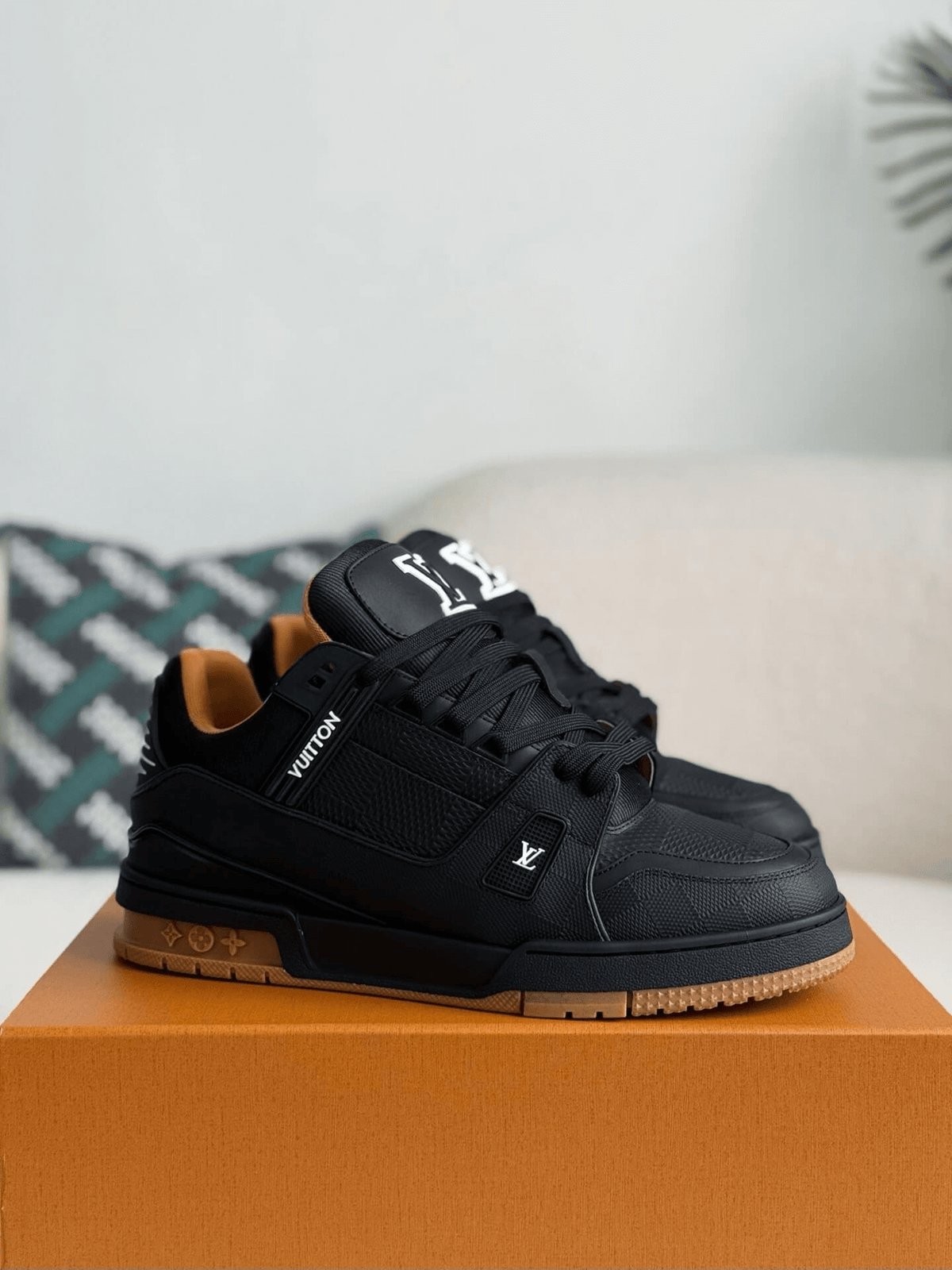 Louis Vuitton LV Trainer Sneaker Black Gum Damier CUSTOM
