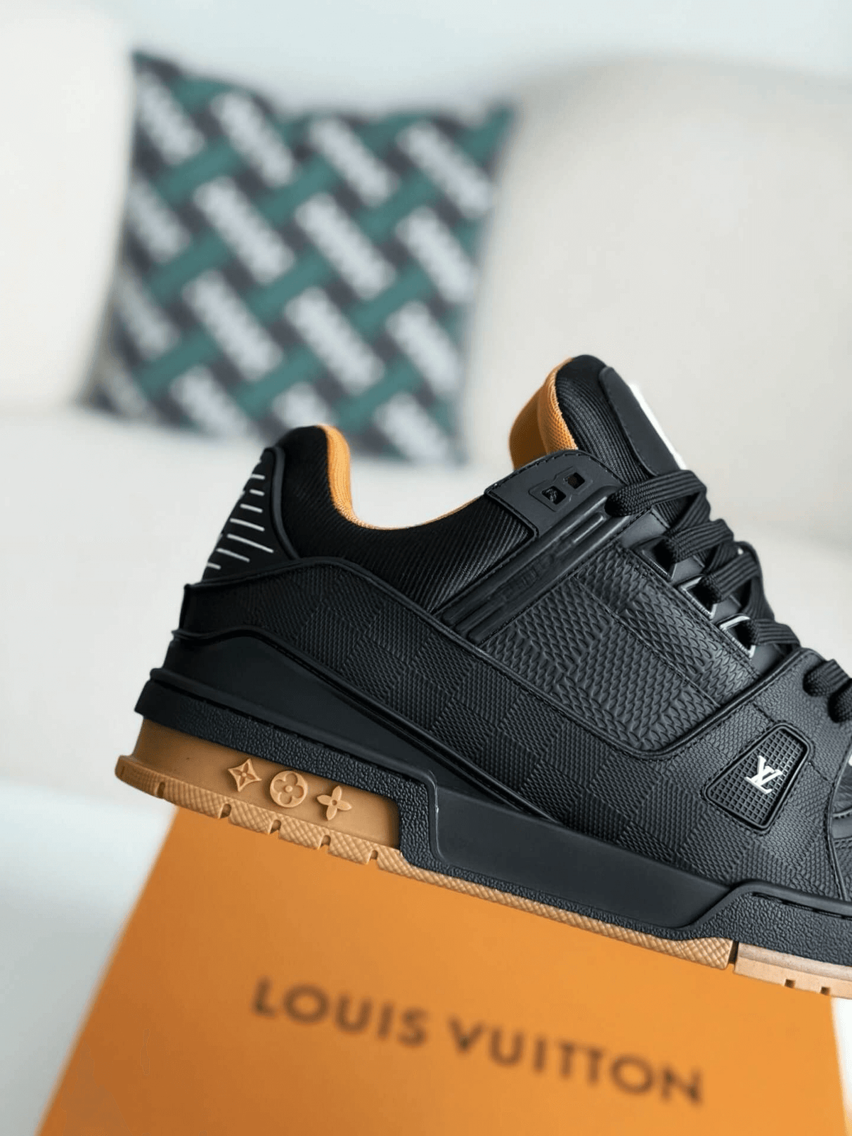 Louis Vuitton LV Trainer Sneaker Black Gum Damier CUSTOM