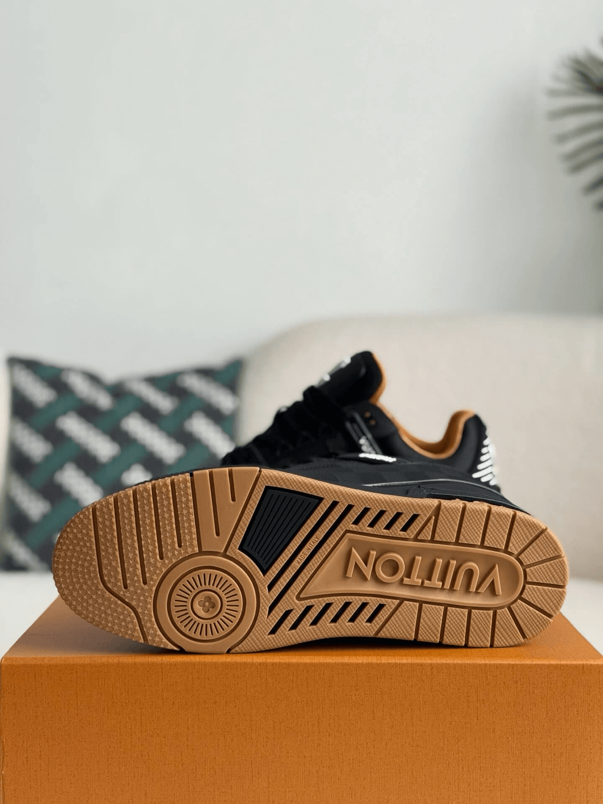 Louis Vuitton LV Trainer Sneaker Black Gum Damier CUSTOM