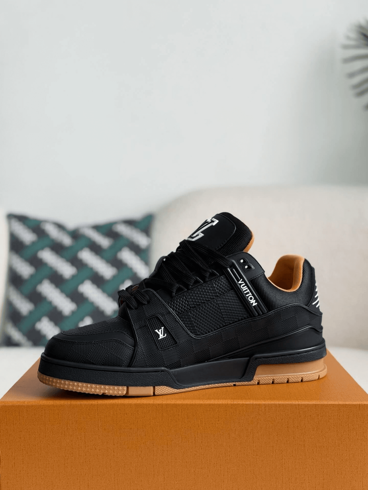 Louis Vuitton LV Trainer Sneaker Black Gum Damier CUSTOM