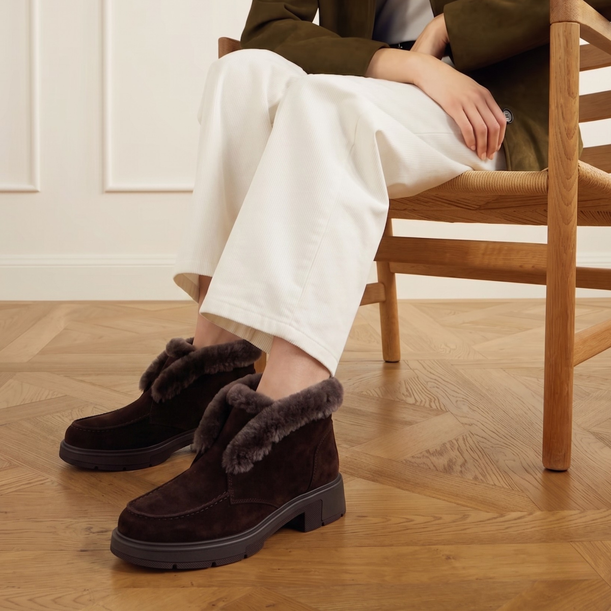 Meredith Suede Shearling Ankle Boot