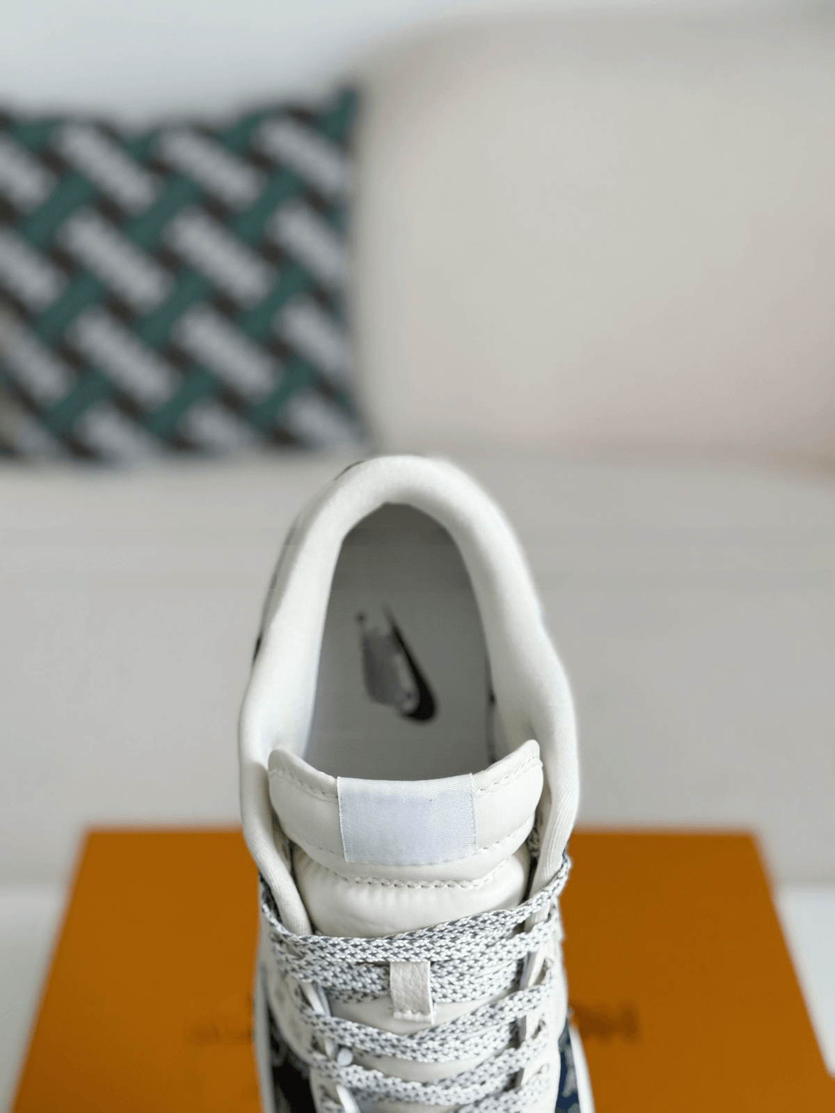 Louis Vuitton x Nike SB Dunk Low Blue Denim Monogram White CUSTOM