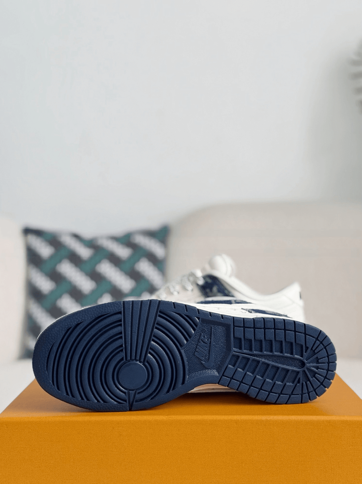 Louis Vuitton x Nike SB Dunk Low Blue Denim Monogram White CUSTOM