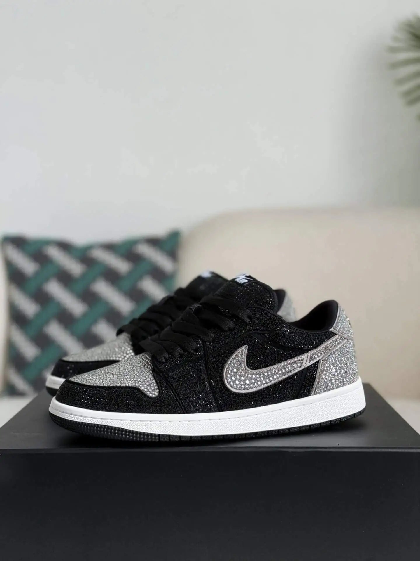Swarovski x Air Jordan 1 Low OG in Black and Silver - Luxury Meets Style