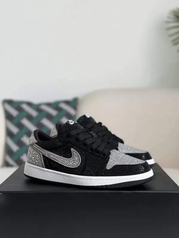 Swarovski x Air Jordan 1 Low OG in Black and Silver - Luxury Meets Style