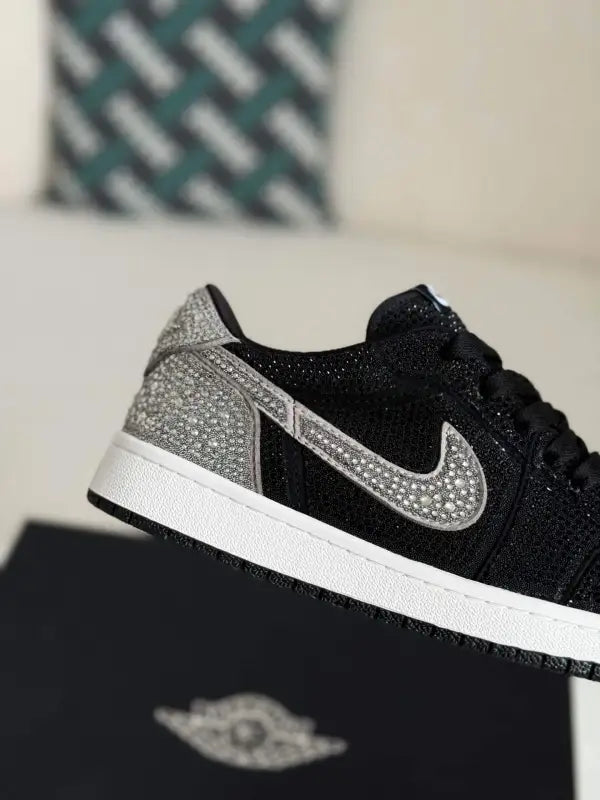 Swarovski x Air Jordan 1 Low OG in Black and Silver - Luxury Meets Style