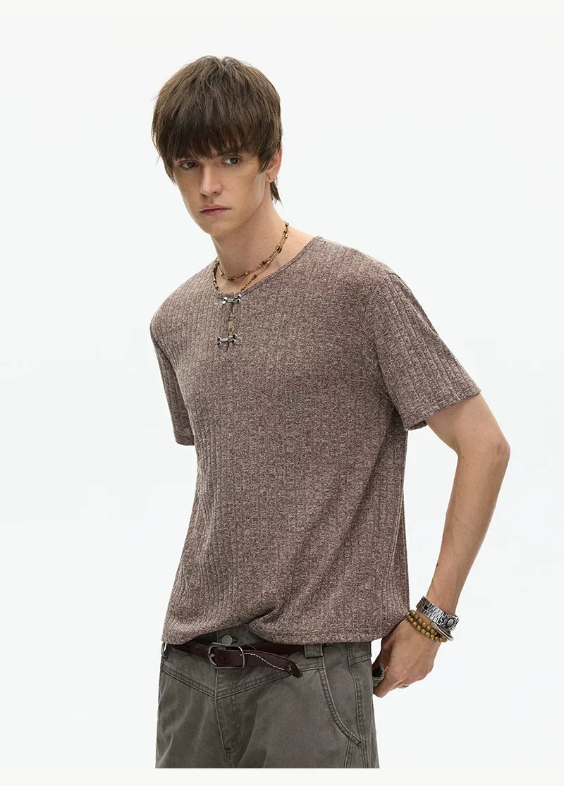 Clay Heather Textured Knit Tee
