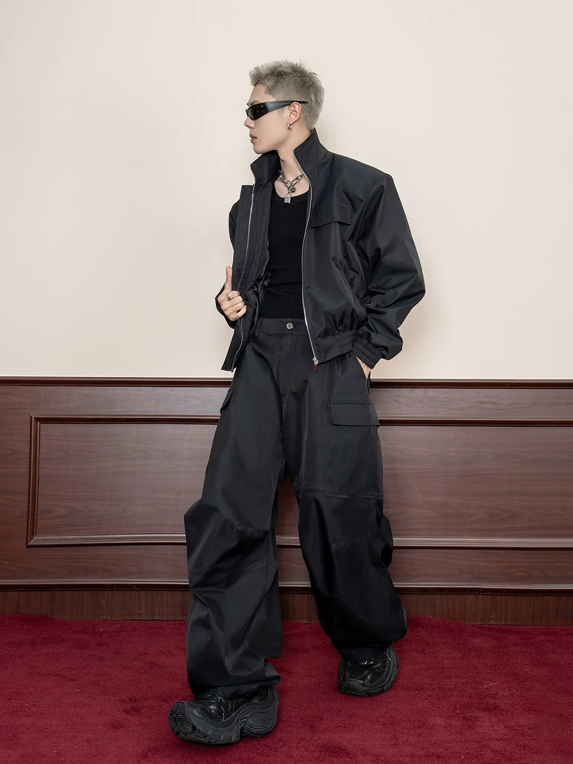 Oversized Black Utility Cargo Pants