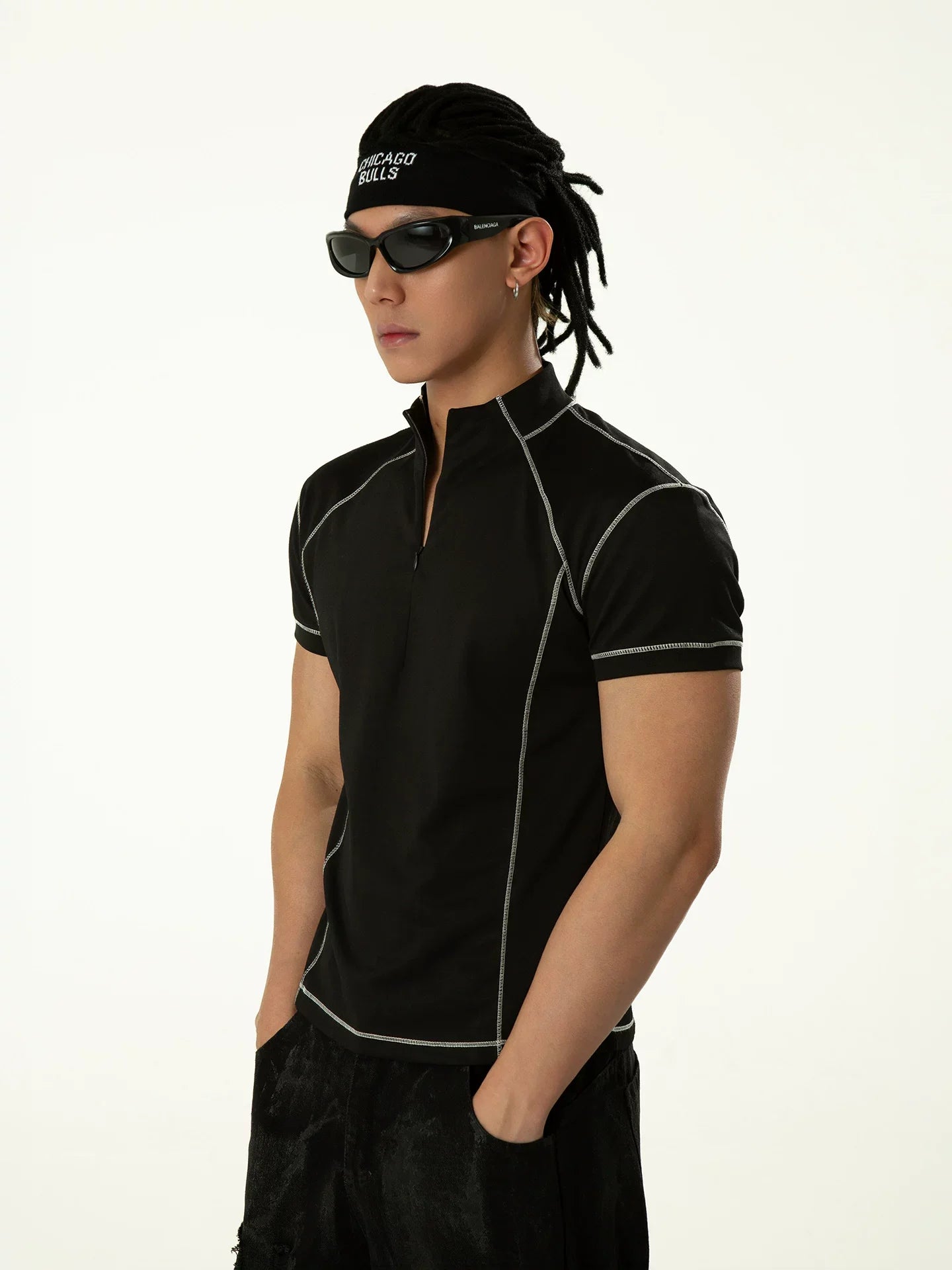 Circuit Line Contrast Zip Tech Tee