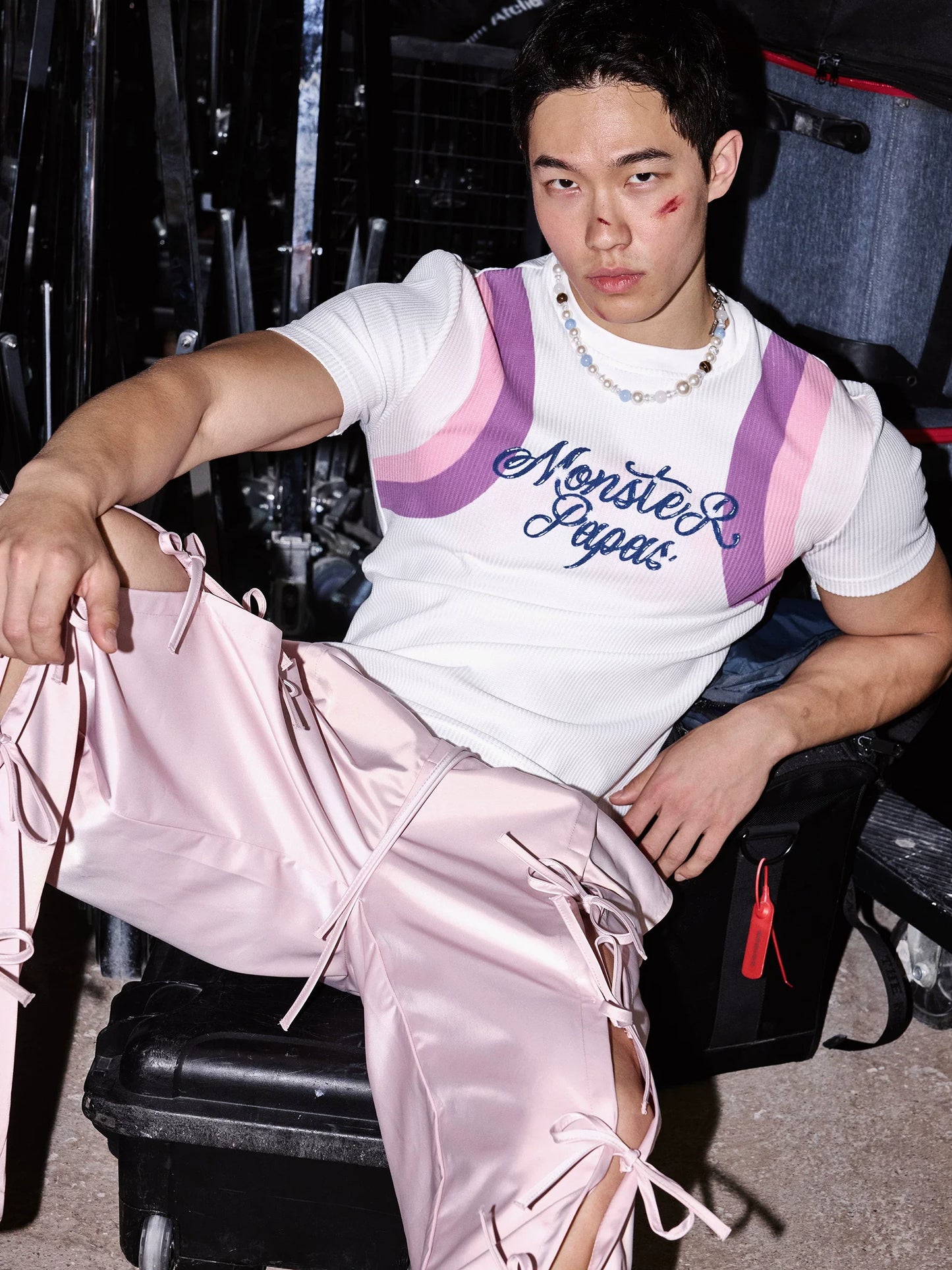 White Suspender Graphic Tee