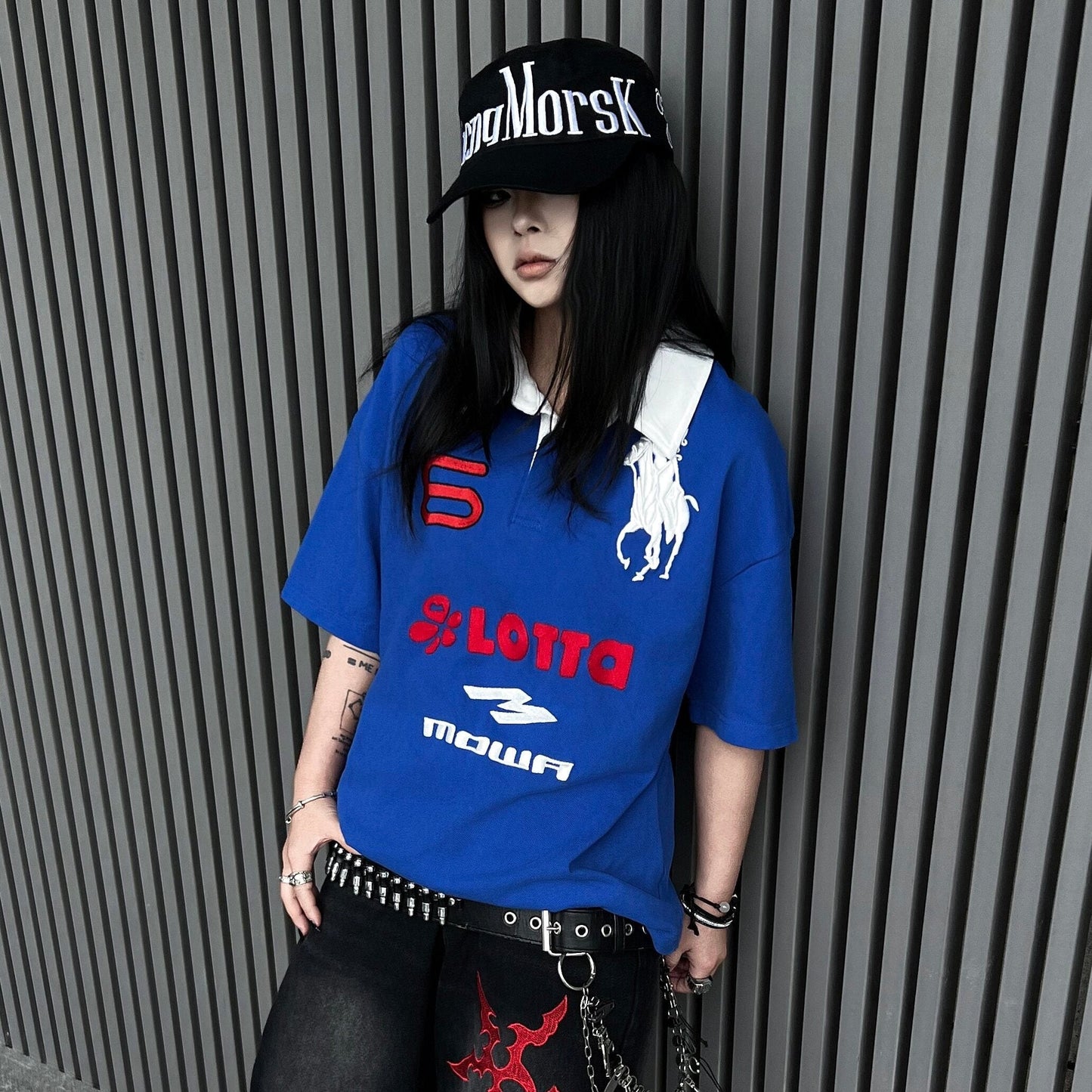 Men's Angel Horse Embroidery Short-Sleeve Polo Shirt