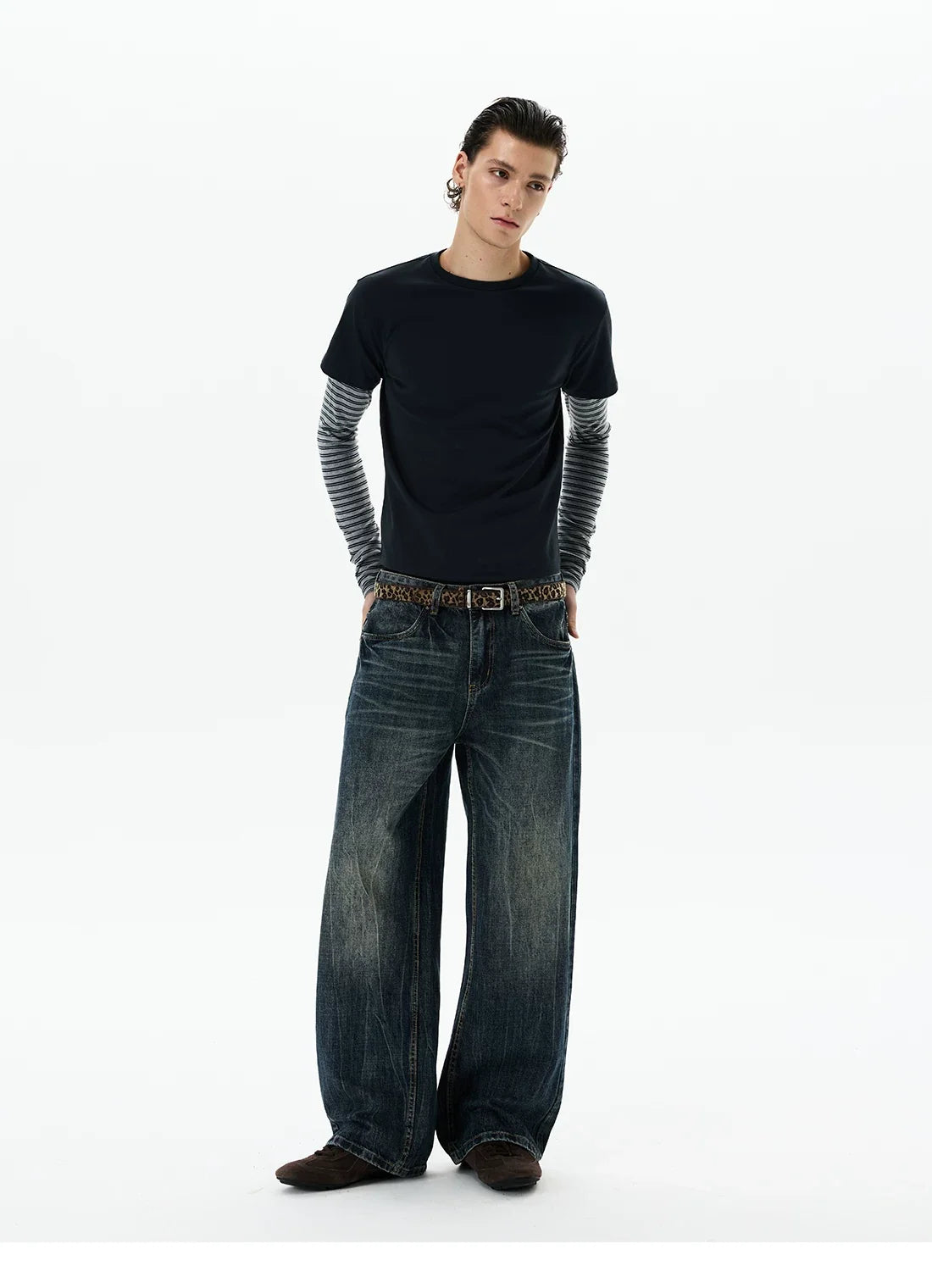 Shadow Stripe Layered Long Sleeve Tee
