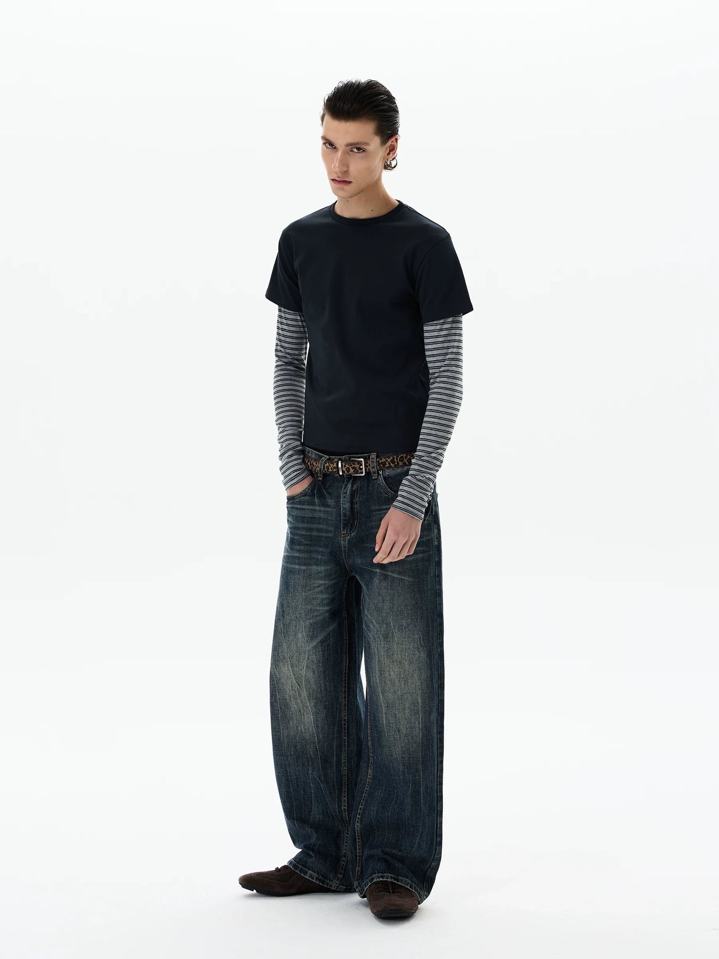 Shadow Stripe Layered Long Sleeve Tee