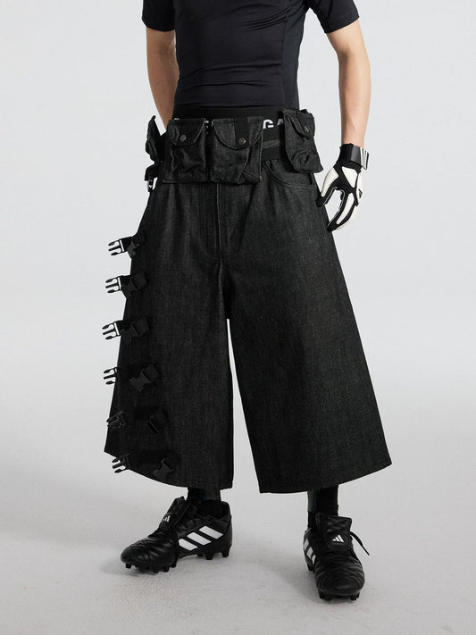 Grayscale Ruin Strap-Ladder Cargo Shorts