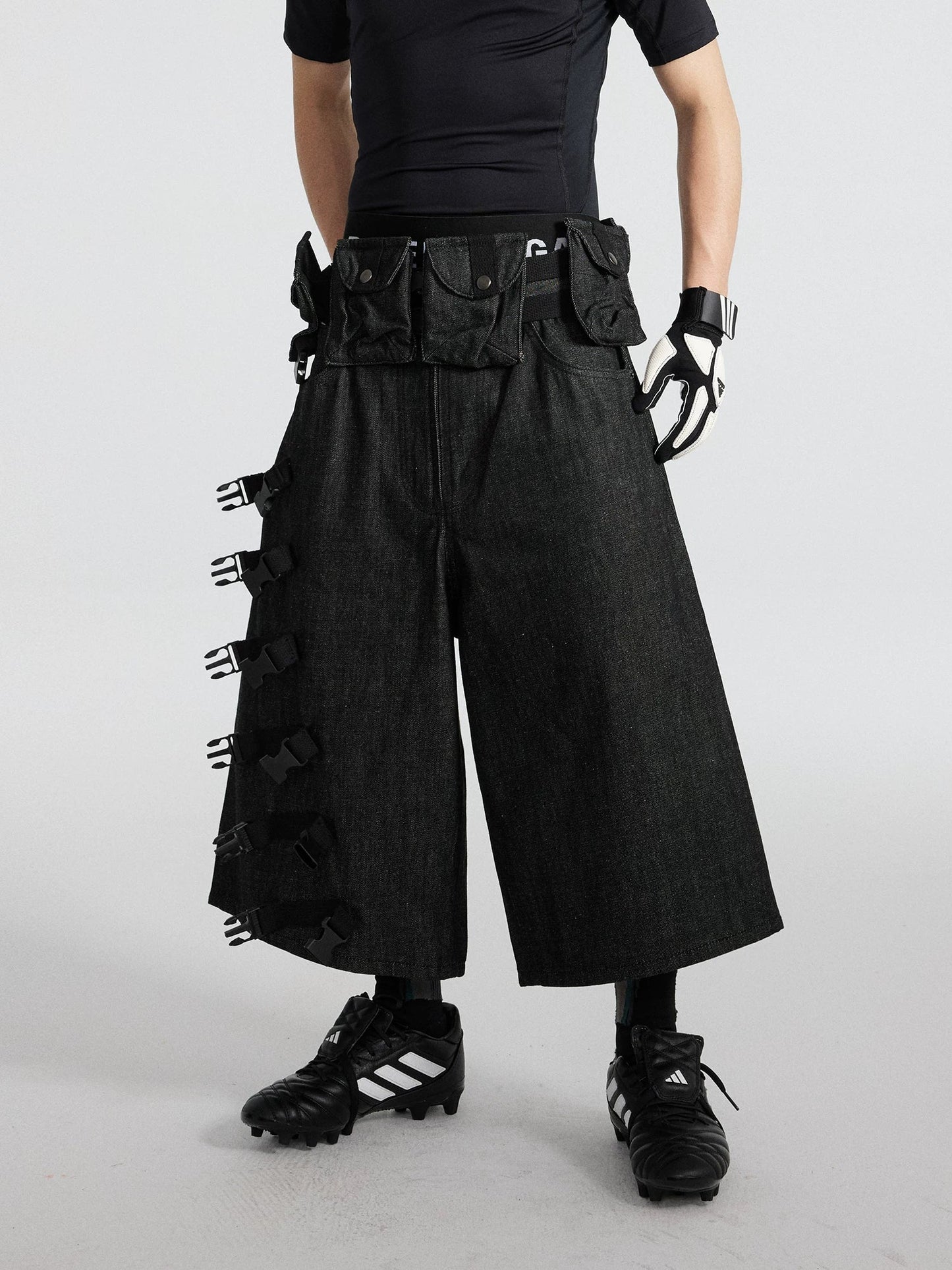 Grayscale Ruin Strap-Ladder Cargo Shorts