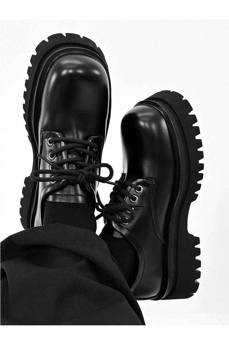 Chunky Black Platform Derby Shoes