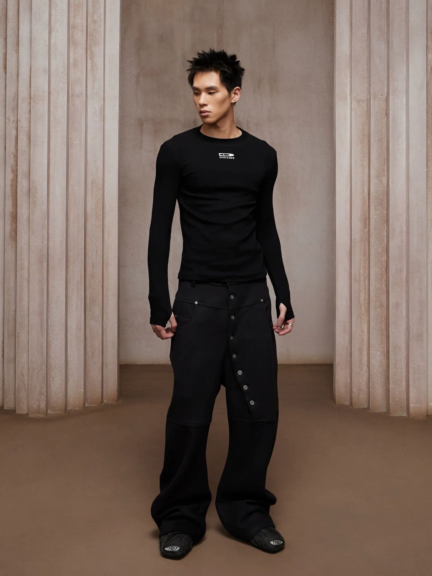 Logo Ribbed Compression Long Sleeve Tee