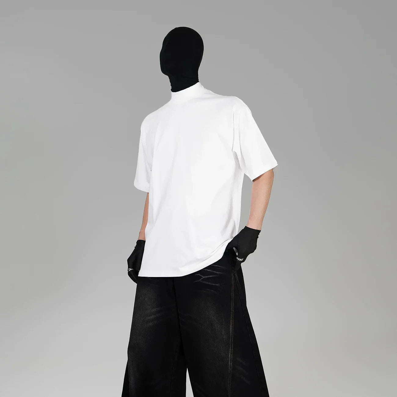 Blank Signal High‑Neck Oversized Tee